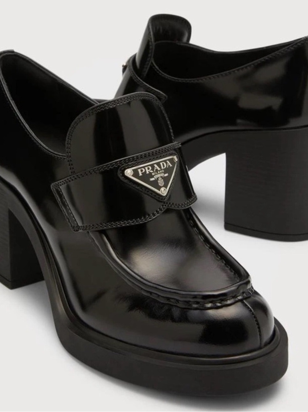Prada Spazzolato Platform Loafers Black Nero Size 36 w/Box Worn Once.